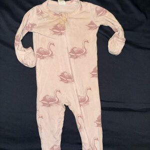 Kate Quinn Blush Swan Print Footie Sleeper